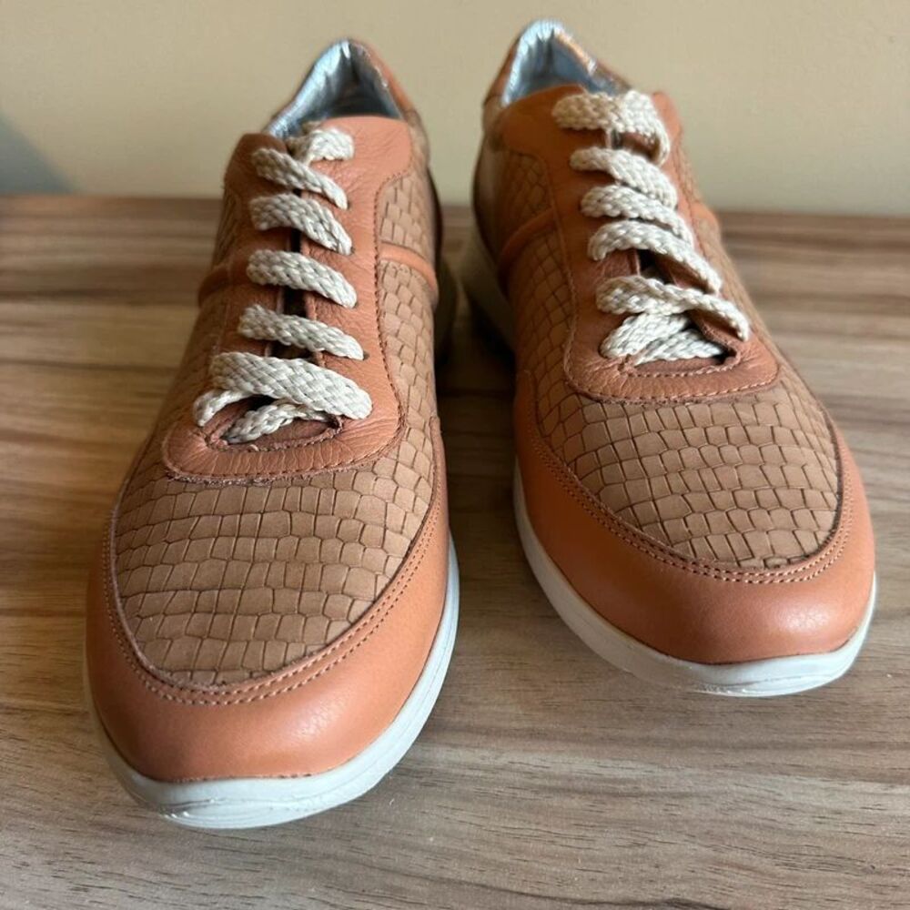 Marc Joseph Gramercy Women 9.5 Tan Croc Leather Sneakers Made Brazil New Box - Picture 11 of 16